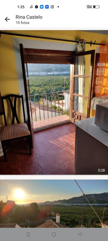 two pictures of a room with a balcony with a view at Sunshines on the sea in Almuñécar
