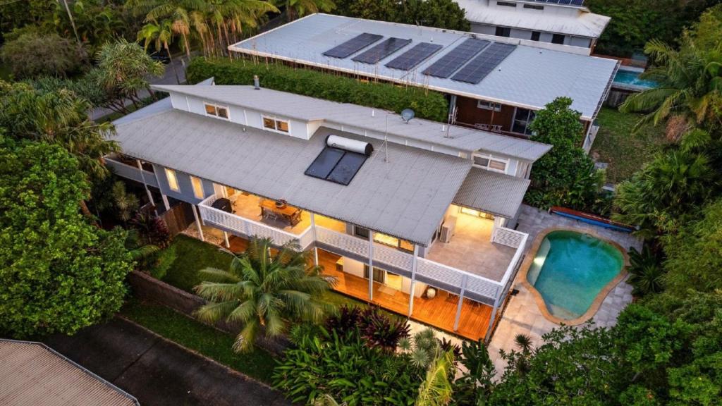 an aerial view of a house with a swimming pool at The Anchorage in New Brighton