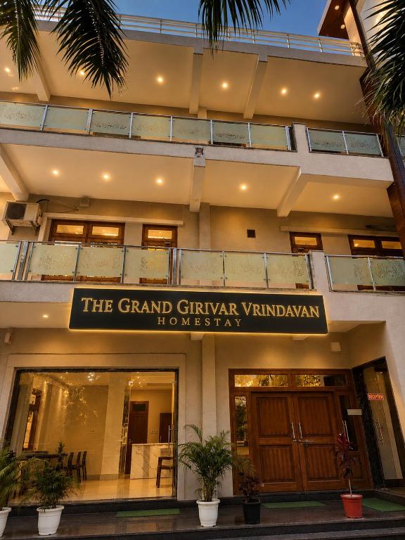 a building with a sign that reads the grand garma vijayan residency at The Grand Girivar Vrindavan # Lavis & Luxury Rooms # in Vrindāvan