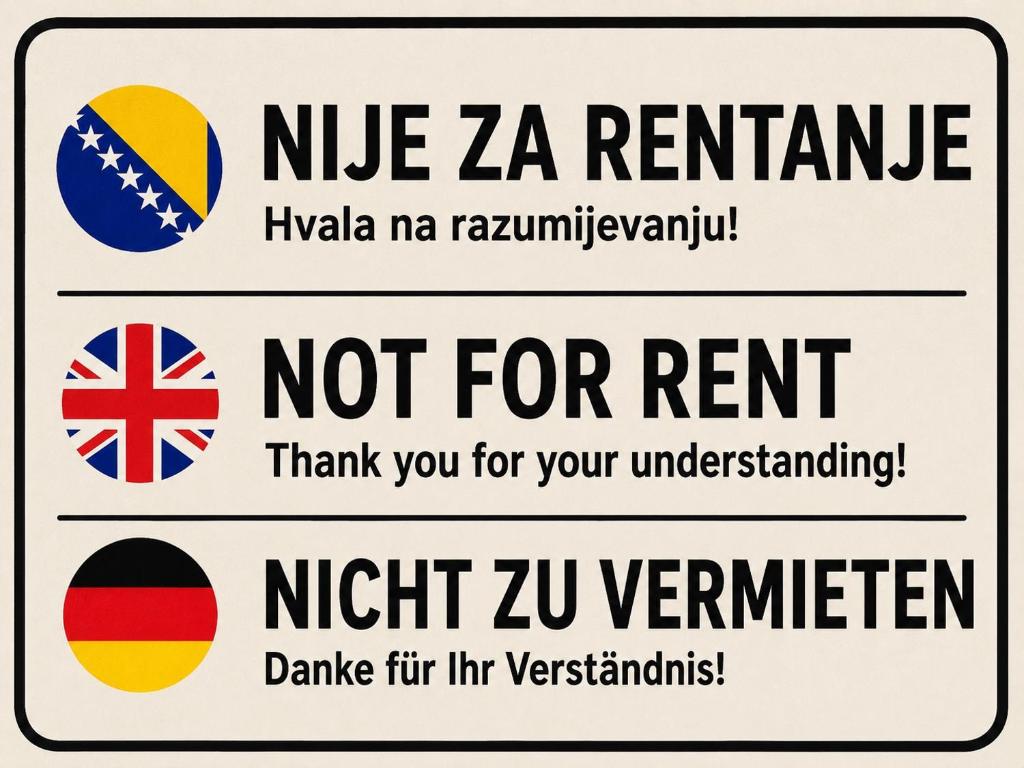 a sign that says nue za reunion not for rent at Vikendica Cazin in Mutnik