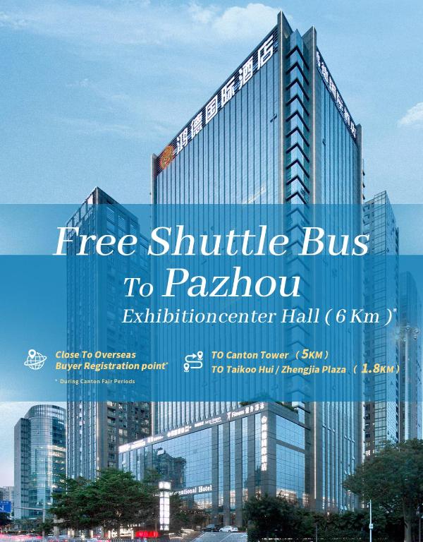 a poster for a free shuttle bus to pakushimaheastern at Honder International Hotel in Guangzhou