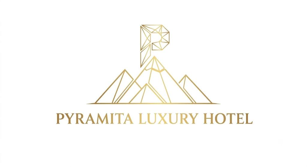 a logo for a luxury hotel with a mountain at Pyramita luxury hotel in ‘Ezbet `Abd el-Ḥamîd