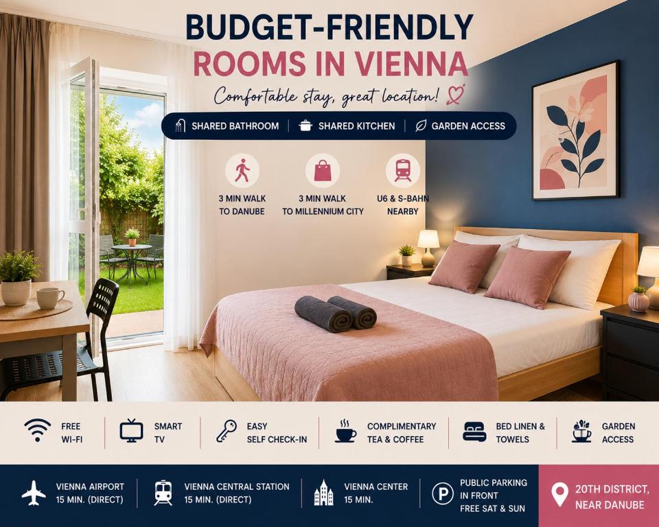 Cozy Budget Friendly Rooms Near Danube & 15 Mins to Vienna Center