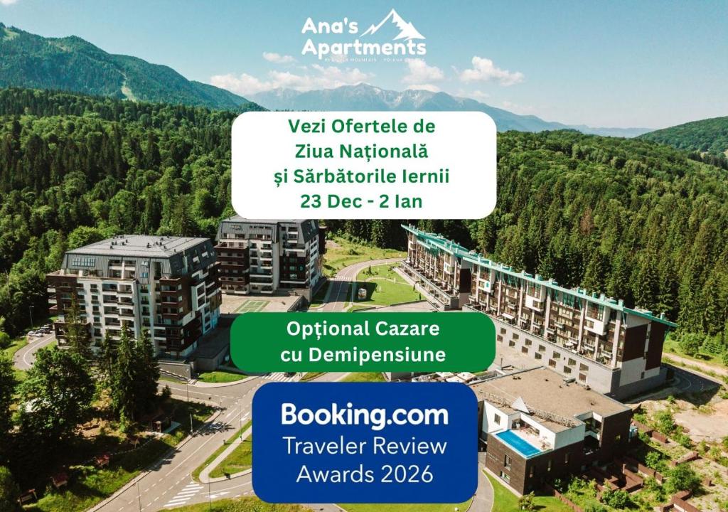 a rendering of a building with mountains in the background at SILVER MOUNTAIN - ANA'S Apartments in Poiana Brasov