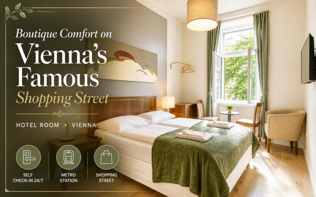 a hotel room with a bed and a tv at 1 Aprt & 5 Stylish Hotel Rooms, Comfort & Convenience Combined in Vienna