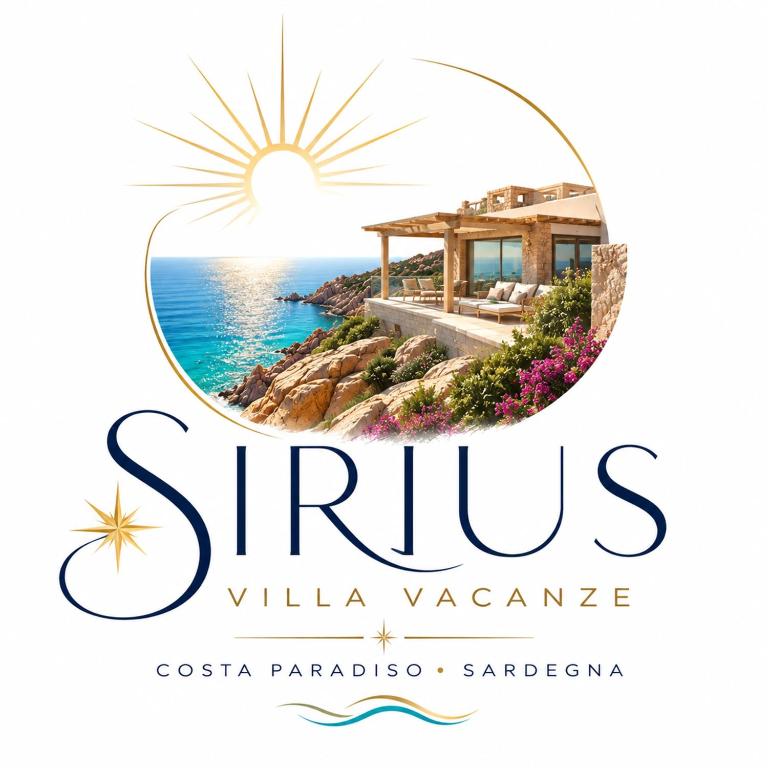 a logo for a villa on the beach at Villa Sirius - sea view - wellness in Costa Paradiso