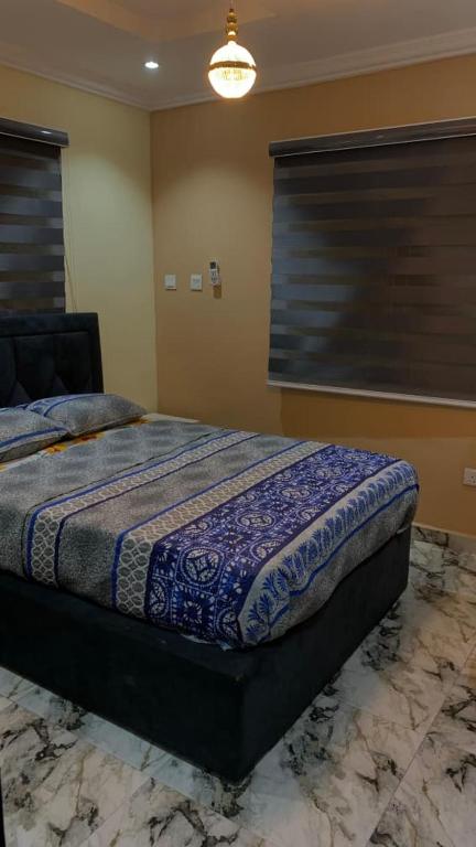 a bedroom with a bed in a room with a window at E&G homed in Lagos