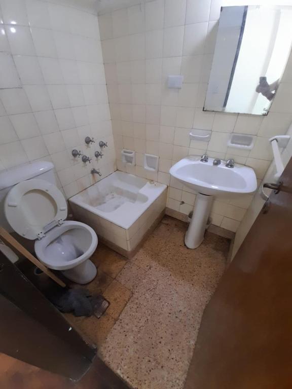a bathroom with a toilet and a sink at Funcional Lamadrid 62 in Bahía Blanca