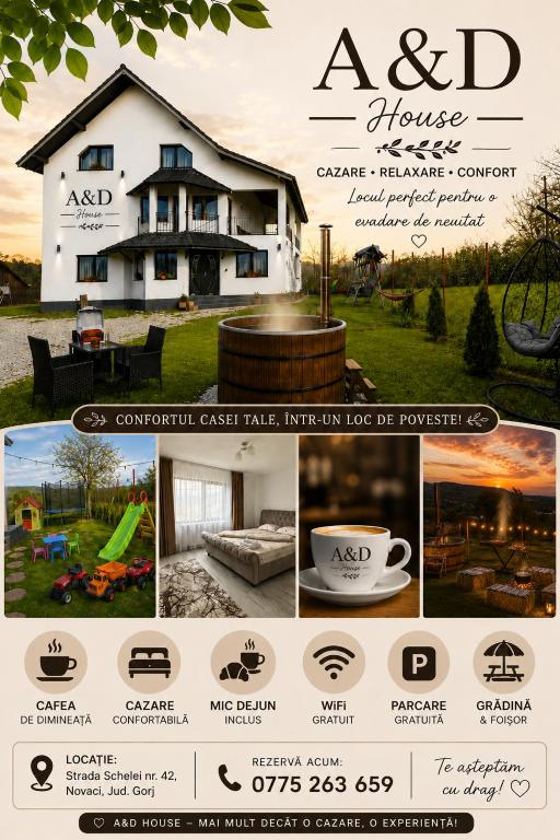 a flyer for an ad for a house at A&D House in Novaci-Străini