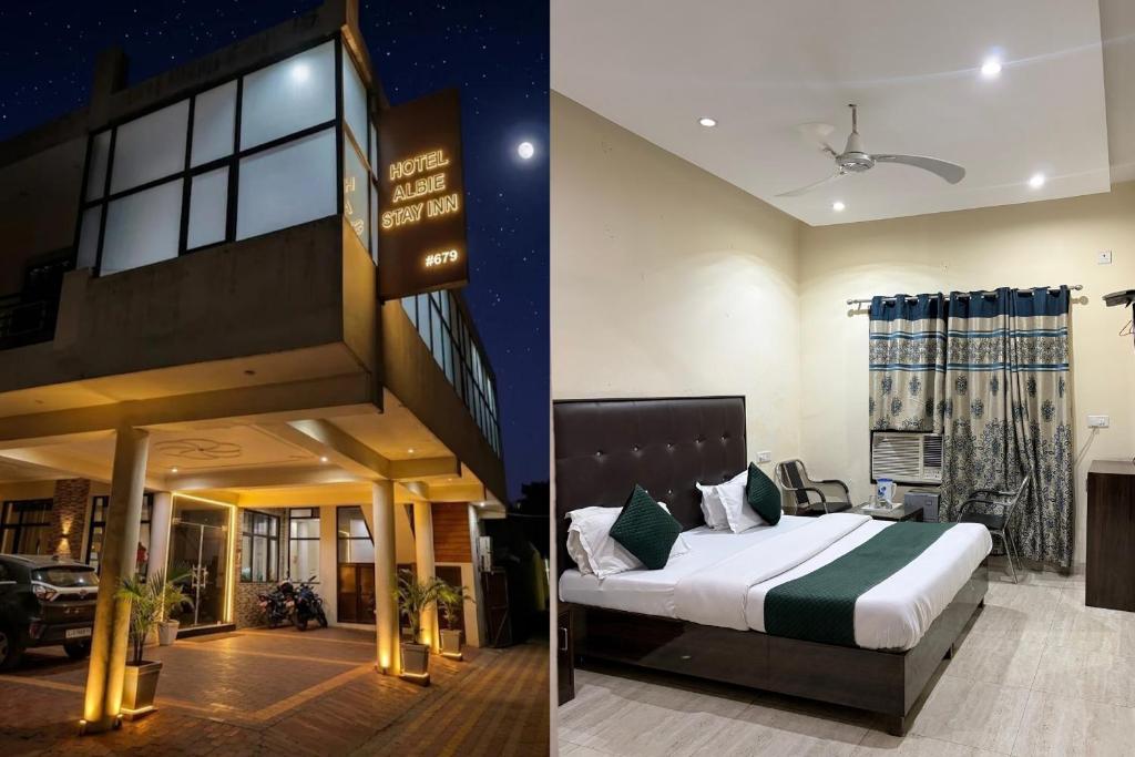 Un pat sau paturi într-o cameră la Hotel Albie Stay,Near Railway Station Chandigarh