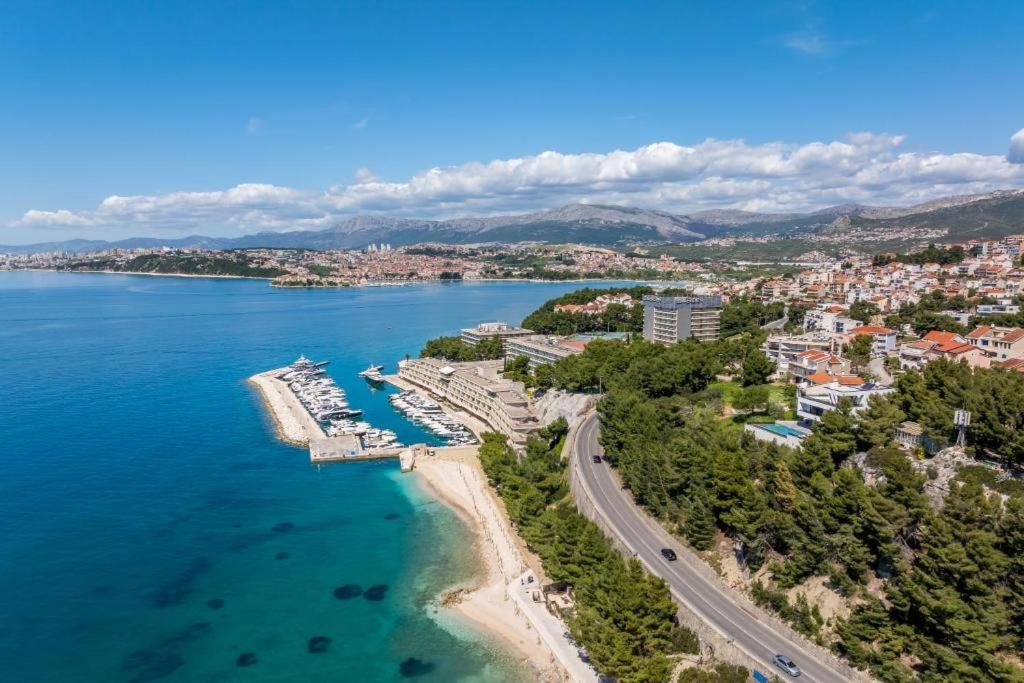 an aerial view of a beach and a city at Multiverse in Podstrana