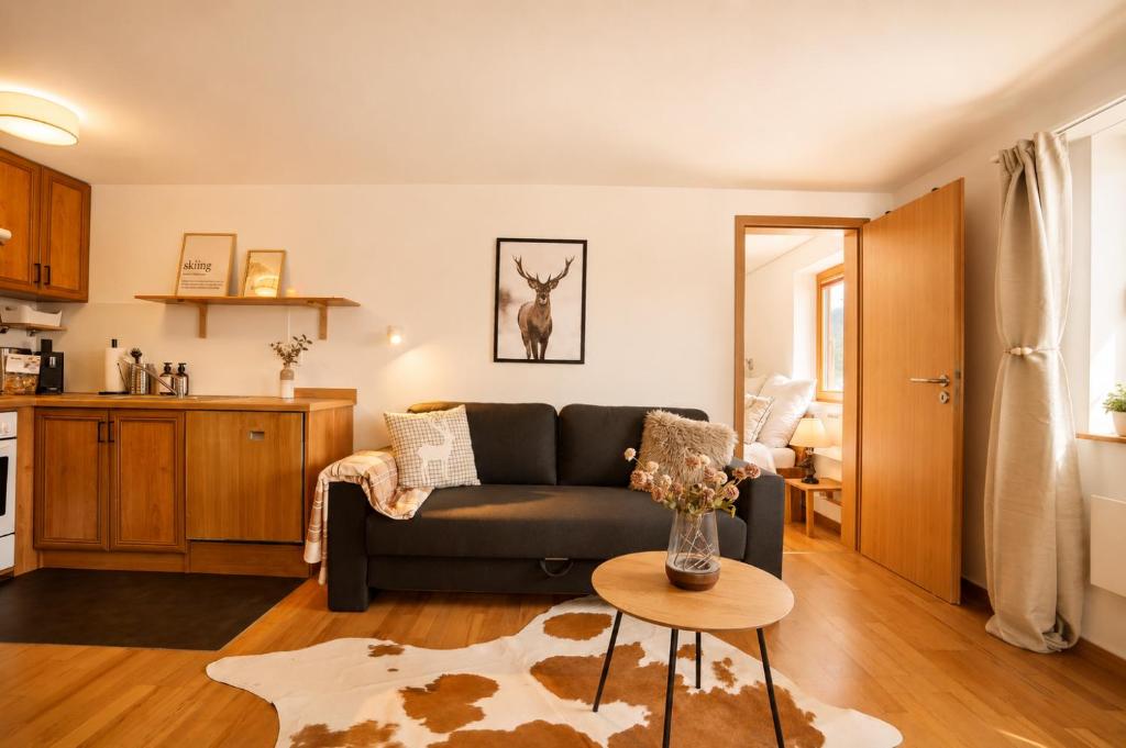 A cozinha ou cozinha compacta de INN JOY Apartments - idyllische Bergsicht
