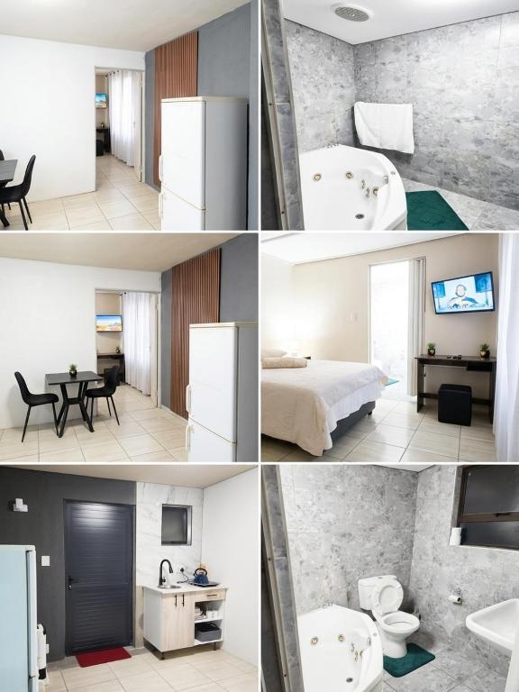 a collage of four pictures of a room at Hanca's Place in Parkwood