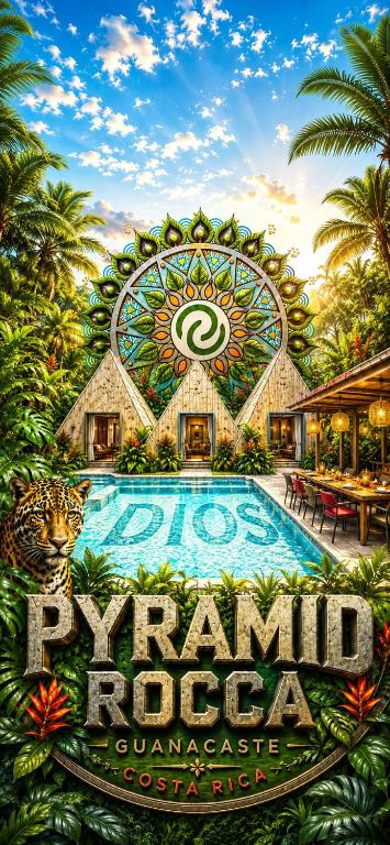 a mural of a resort with a swimming pool at Pyramid Rocca in Tamarindo