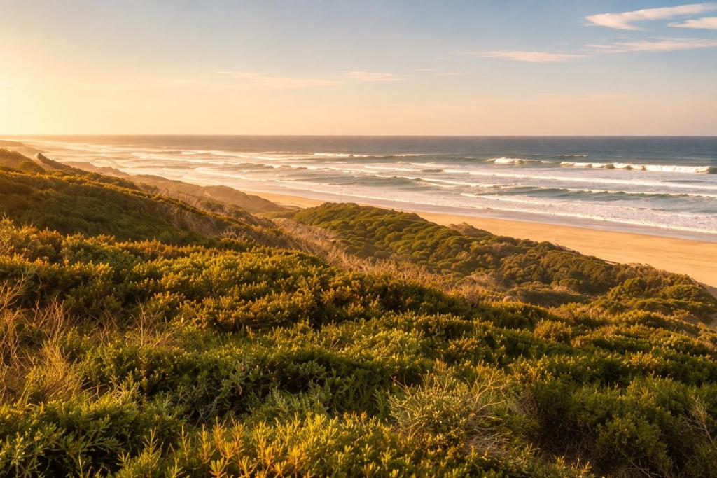 a view of a beach and the ocean at White Sands Self-catering units in Wilderness