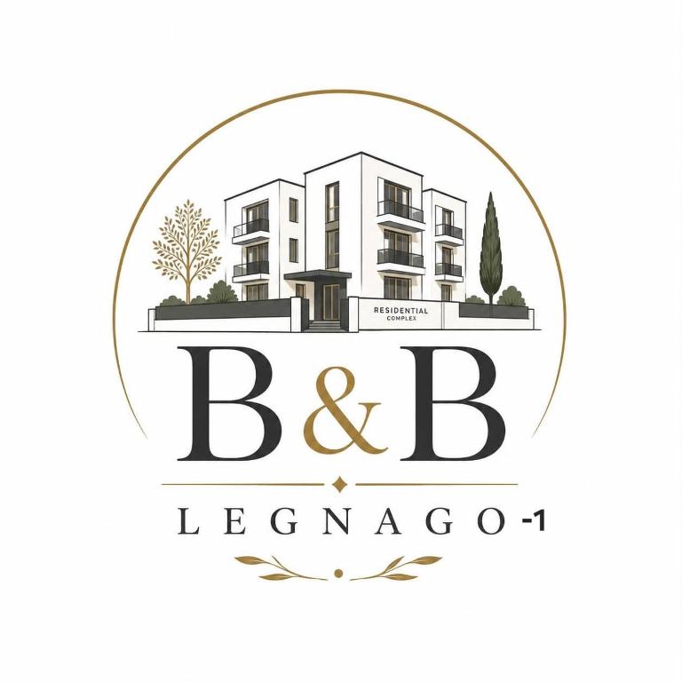 a logo for a boutique hotel with a building in the background at B&B Legnago in Legnago