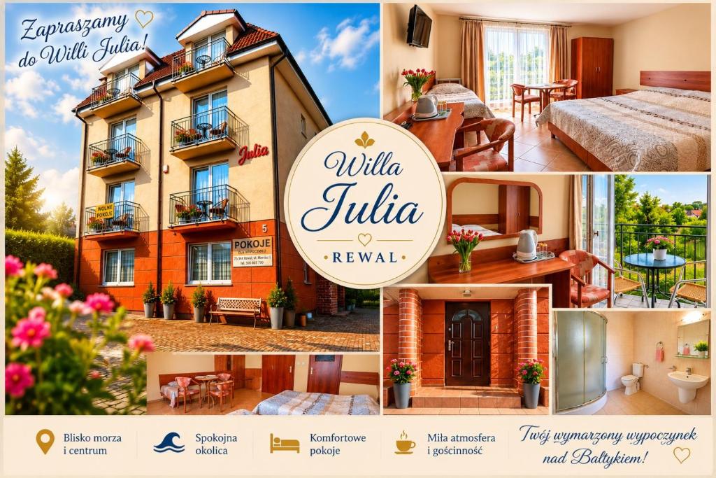 a collage of pictures of a hotel at Willa Julia in Rewal