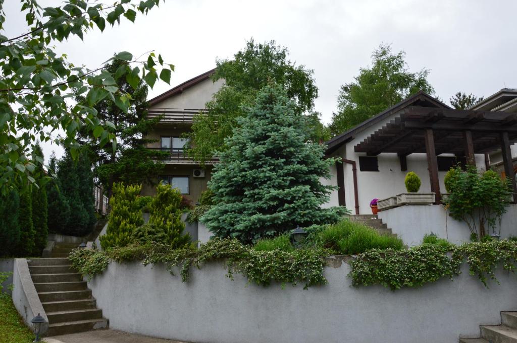 a house with a fence and stairs in front of it at Villa Stella Smederevo in Smederevo