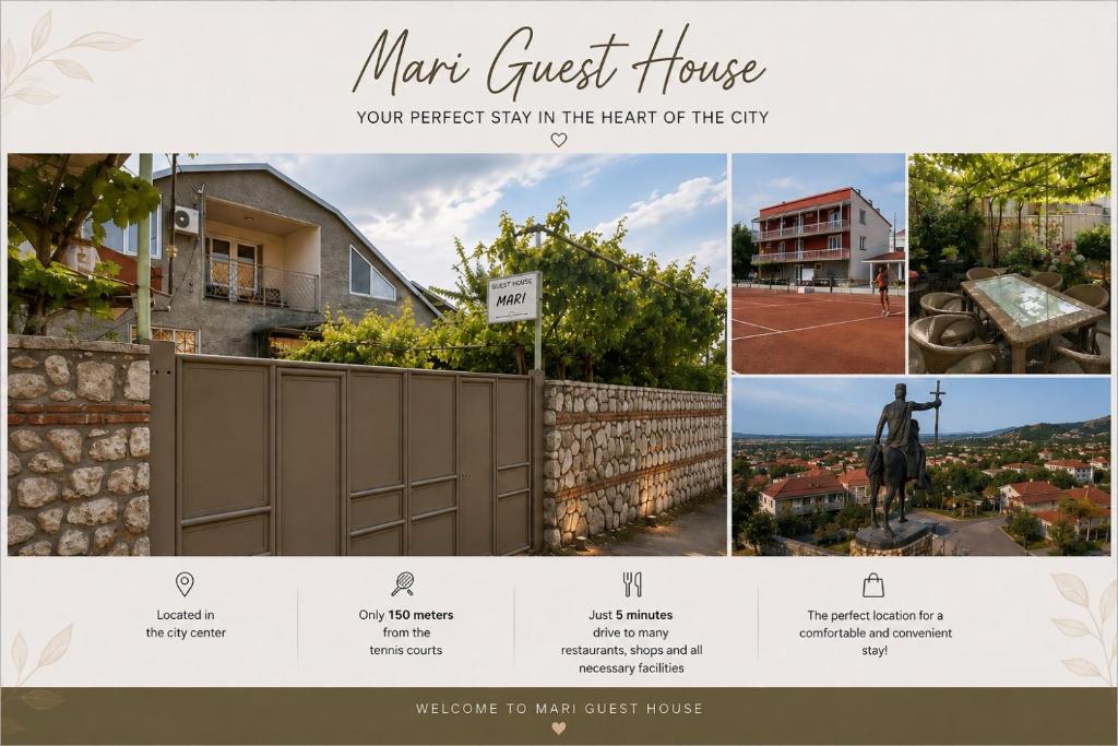 a collage of photos of a house and a fence at Mari Guest House in Telavi