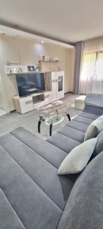 a living room with a couch and a table at MAXX Lake Apart in Bacău