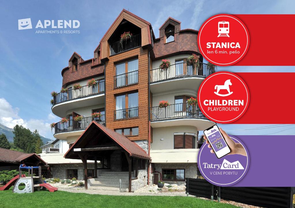 a building with a sign in front of it at APLEND Vila Beatrice - Tatry Card v cene in Tatranská Lomnica