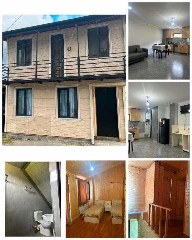 a series of photos of a house and a living room at Casa nostra in Ambrolauri
