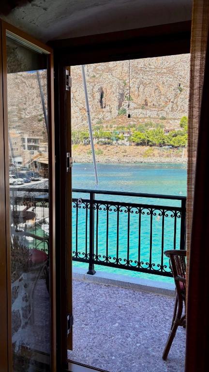 a view of the water from a balcony at Kyma in Gerolimenas