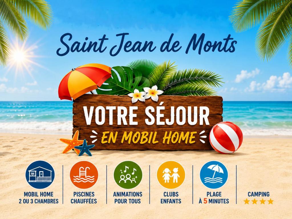 a sign on a beach with the words sant tan de months voice seer at Mobil-homes proche de l'océan in Saint-Jean-de-Monts