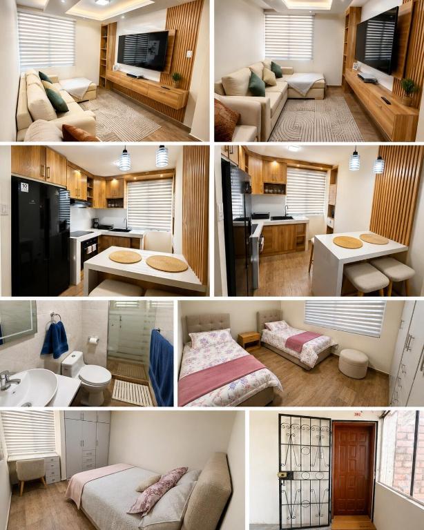 a collage of four pictures of a room at Modern and cozy in Riobamba in Riobamba