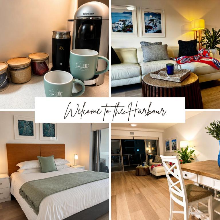 a collage of pictures of a bedroom and a living room at Harbourfront Views at Allure 2 Bedroom Apartment in Townsville