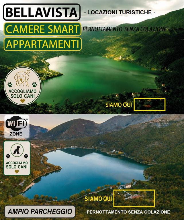 a collage of two pictures of a lake at BELLAVISTA - Appartamenti sul Lago di Scanno in Scanno
