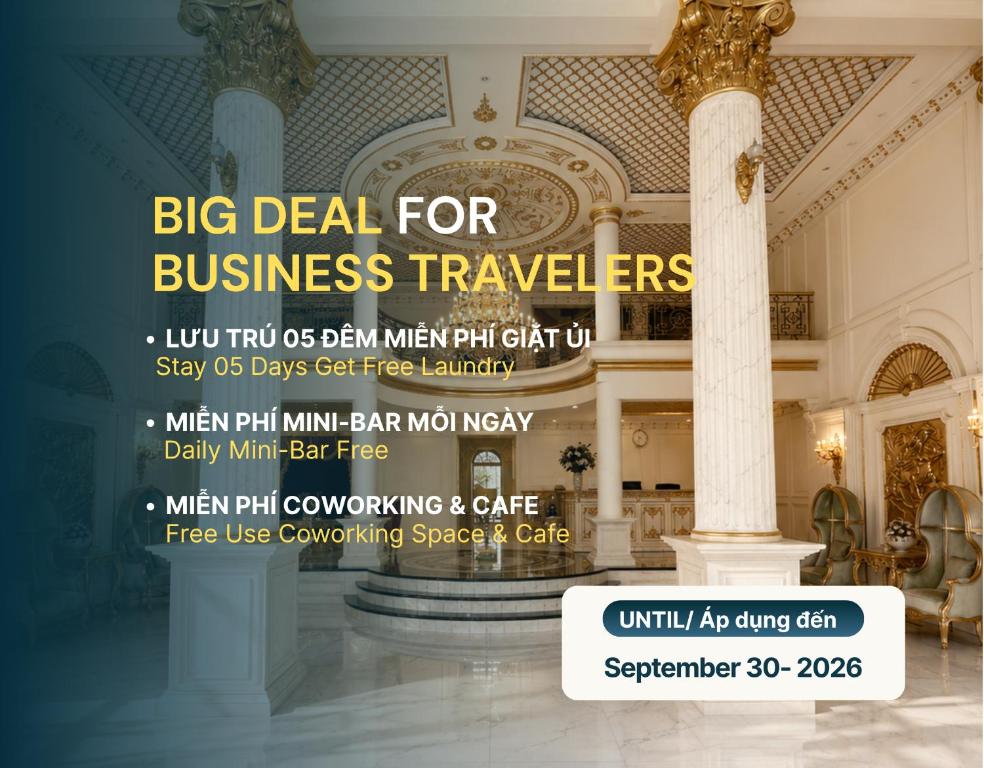 a big deal for business travelers poster in a building at D'Élite Boutique Hotel Dĩ An in Dĩ An