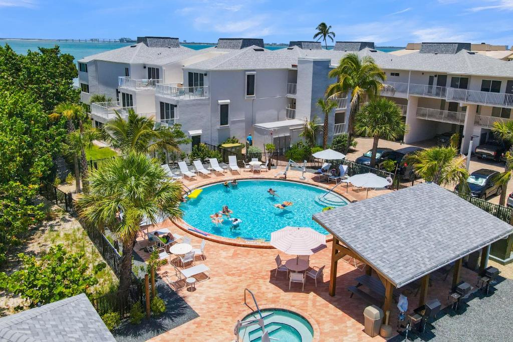 an aerial view of a pool at a resort at Lighthouse Resort & Club in Sanibel