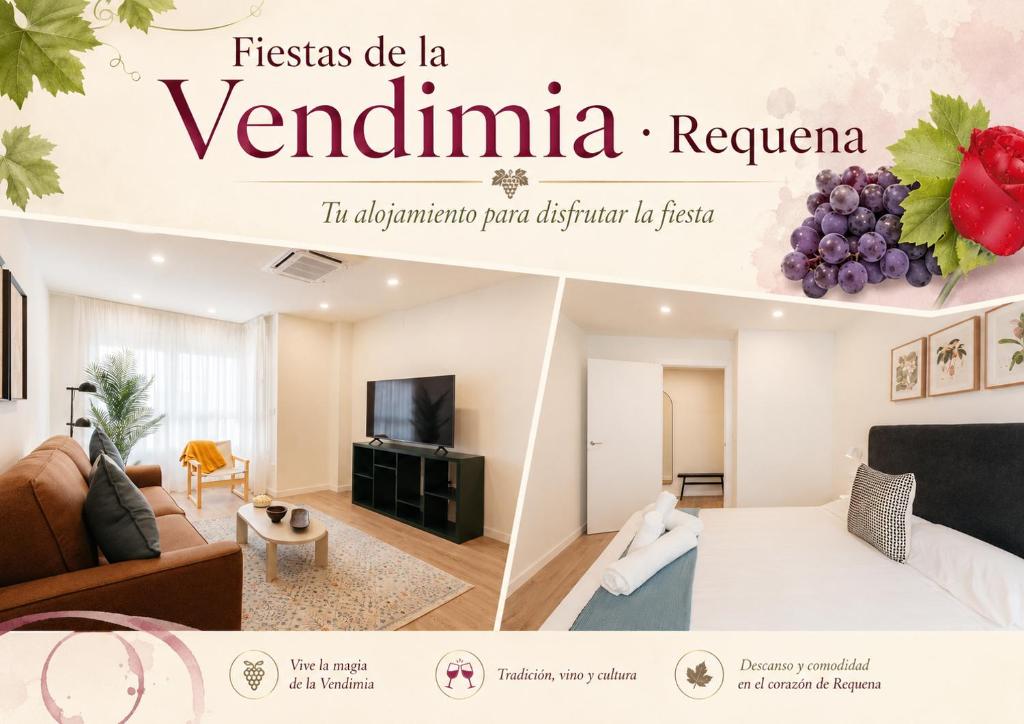 a catalogue of a living room in a villa at Doce de Colón Requena in Requena