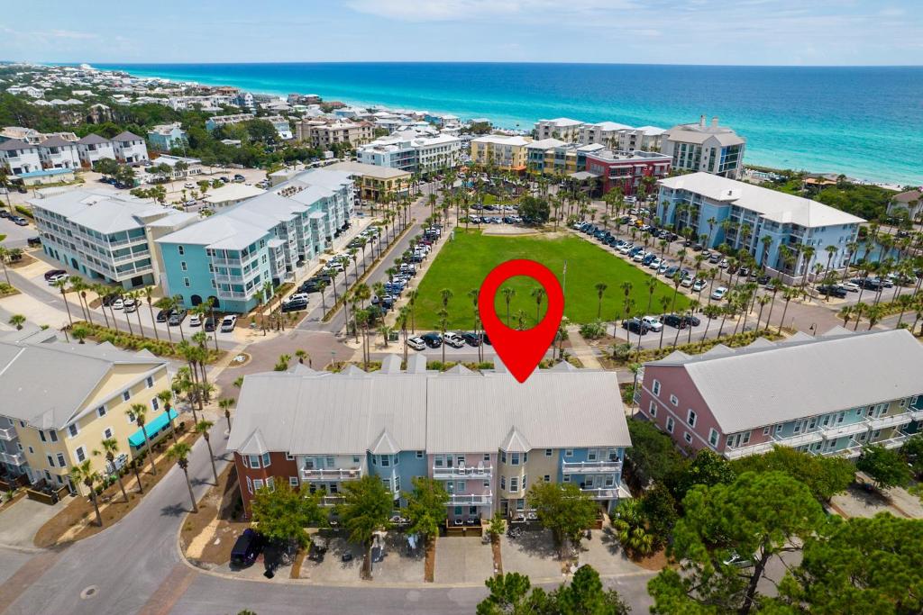 an aerial view of a city with a red marker at Gulf Place Spires #7B - Rum Cake in Santa Rosa Beach
