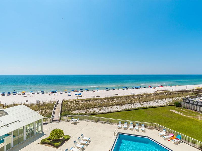 a view of the beach with a swimming pool and the ocean at Perdido Sun #410 in Perdido Key