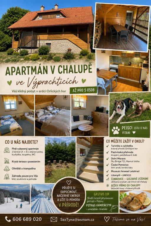 a collage of different pictures of a house at Chata u lesa in Výprachtice