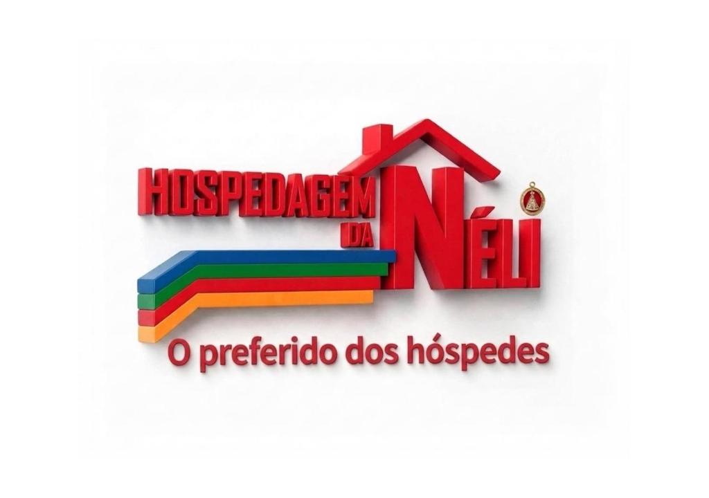 a rendering of a house and a rainbow and the words hosper at Hospedagem da Néli 2 in Aparecida