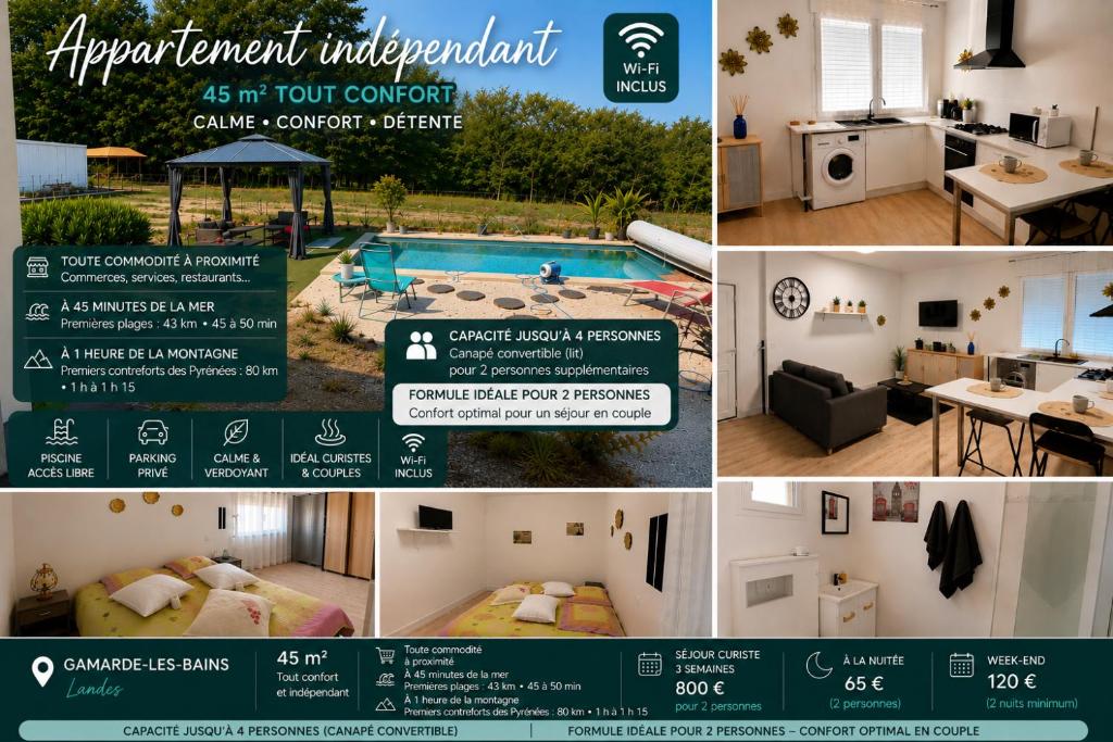 a collage of pictures of aominium advertisement for an apartment development at Patio in Gamarde-les-Bains