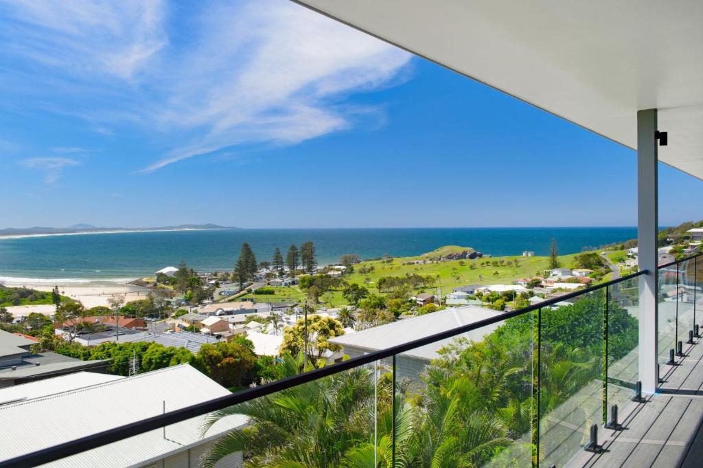 a view of the ocean from the balcony of a house at La Mer, 19 Dulconghi Street in Crescent Head