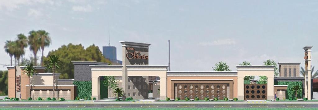 a rendering of a building with a sign on it at Motel Marche in Mexicali