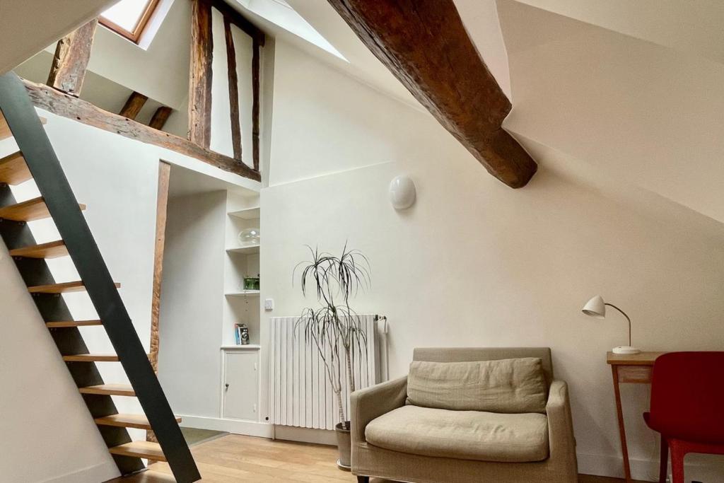 Marais 4th Rooftop Apartment with Mezzanine managed by Mey Agency