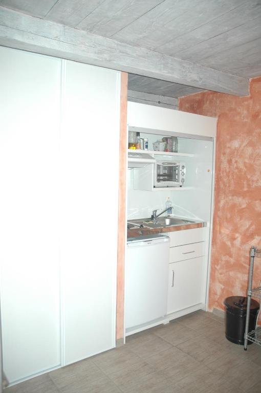 une cuisine avec un évier et un micro-ondes dans l'établissement Letia Noce, à Chidazzo