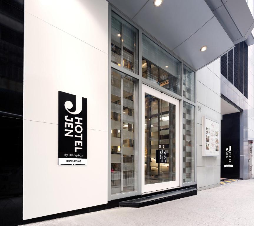 a store front of a building with a sign on it at Jen Hong Kong by Shangri-La in Hong Kong