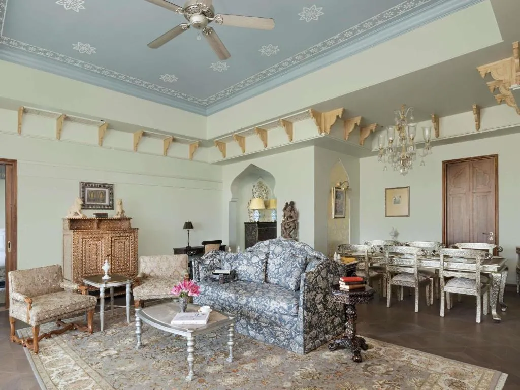 Rajmata Two-Bedroom Presidential Suite with Plunge Pool: Enjoy 30% savings on F&B, Spa & Laundry, two-way airport transfer, one Jaipur Sling & Mineral Pool Experience, 01 bottle of champagne, Afternoon Tea Experience and Butler-in-Residence.