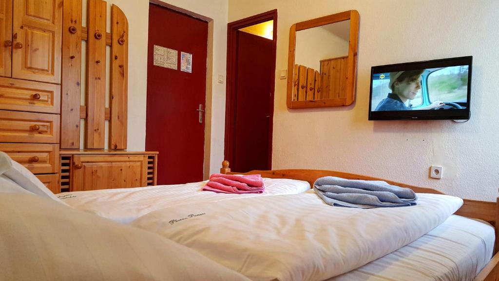 Postel nebo postele na pokoji v ubytování Platán Panzió