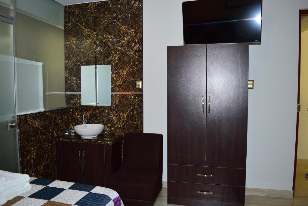 Koupelna v ubytování Hostal Gold Star