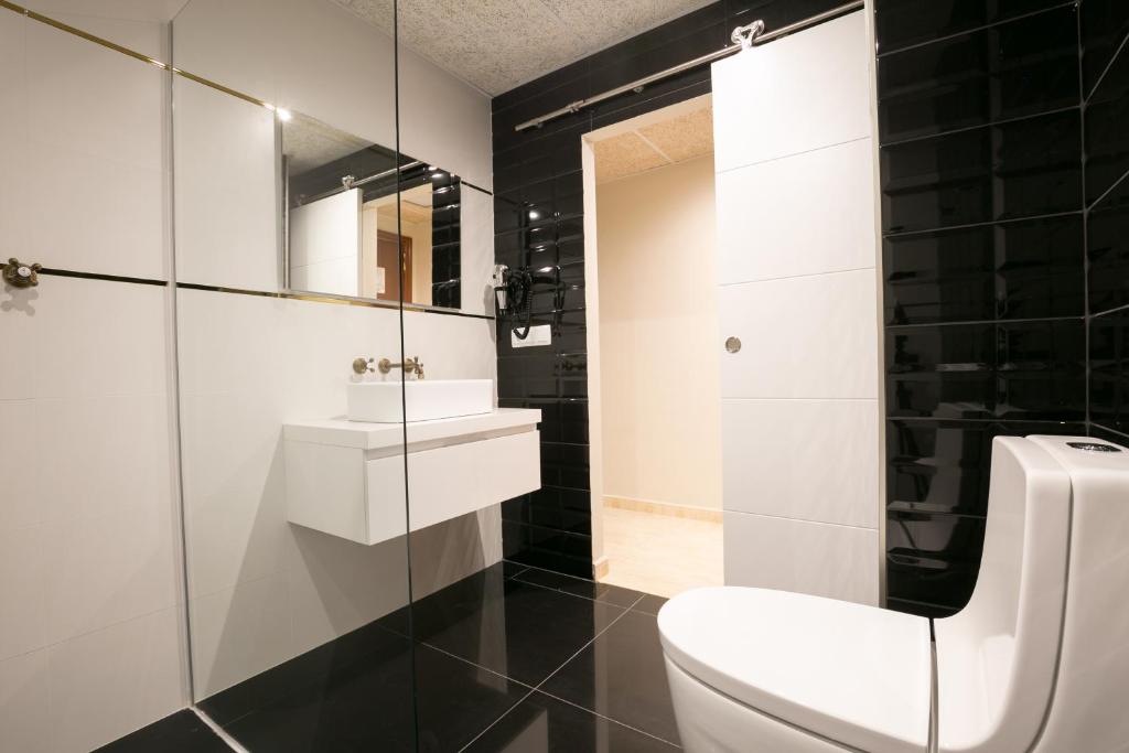 Koupelna v ubytování Hotel Montmar