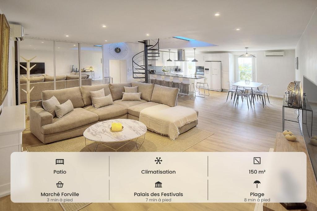 Duplex 5 chambres PATIO, Clémenceau-CENTRE CANNES A5B003