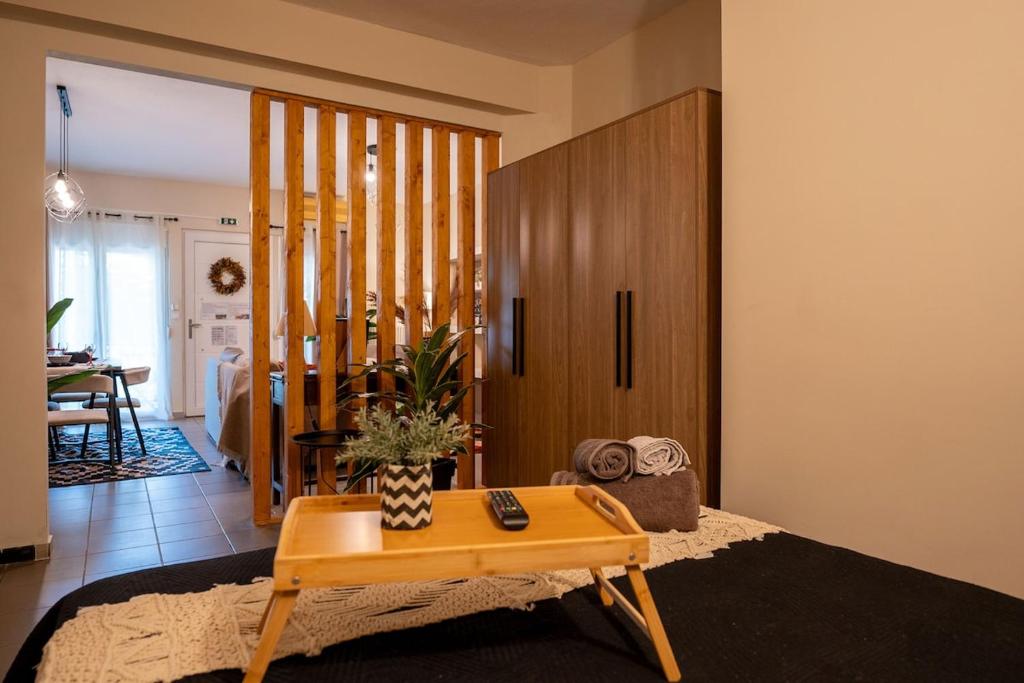 Elenis stylish studio with wooden design